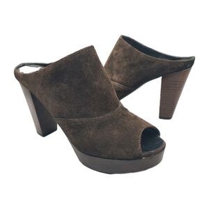 Robert Clergerie brown suede heel platform mules open toe shoes sz 7  France